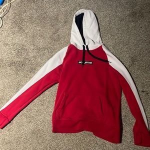 Red and white Hollister hoodie size small
